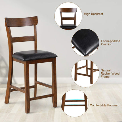 Dreamade 25.5-Inch Counter Height Chair with Backrest, Foam-Padded Cushion, Rubber Wood Legs