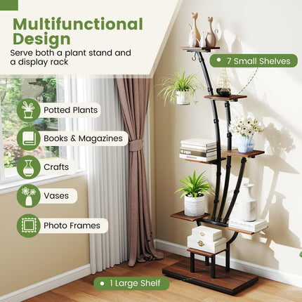 Dreamade Plant Stand Indoor 8-Tier 62" Tall Corner Metal Plant Shelf for Multiple Plants