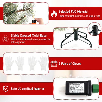 Dreamade 6ft / 7.5ft / 9ft Pre-Lit Artificial Christmas Tree with 360° Quick Power Connector
