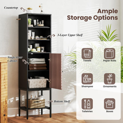 Dreamade 57” Tall Bathroom Storage Cabinet, Bathroom Floor Cabinet with Door, Adjustable Shelves & Foot Pads