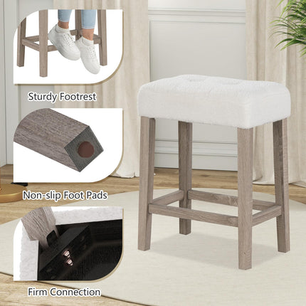Dreamade Sherpa Bar Stools, 24" Counter Height Kitchen Bar Stools with Cushioned Seat