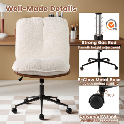 Dreamade Faux Fur Desk Chair with Rocking Backrest & Thick Padded Cushion