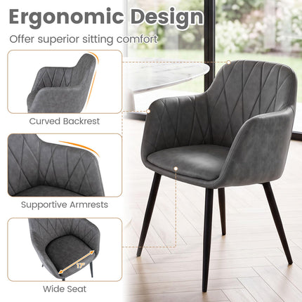 Dreamade Dining Chairs Set with Curved Back & Wide Seat