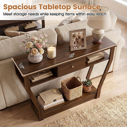 Dreamade 43" Modern Console Table with Drawer & Storage Shelf