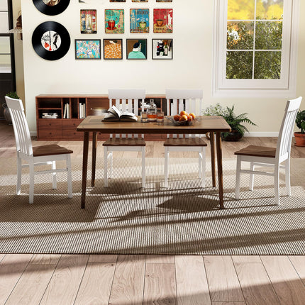 Dreamade Wooden Dining Chairs Set of 2/4 with Hollowed Backrests & Rubber Wood Seats