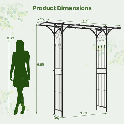 Dreamade Garden Arch Trellis, Wedding Arbor for Ceremony Party, 79''W x 81''H, Metal Garden Arbor for Climbing Plants Rose