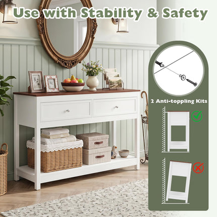 Dreamade 47" Farmhouse Console Table with 2 Drawers Storage