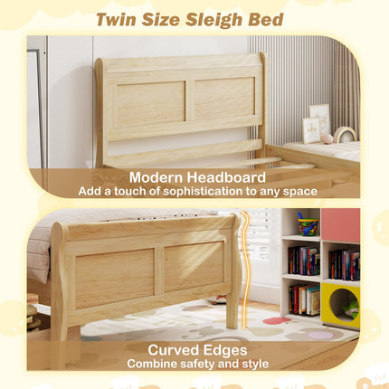 Dreamade Twin/ Full/ Queen Bed with 2 Storage Drawers Wood Platform Bed with Headboard & Footboard