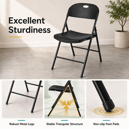 Dreamade Plastic Folding Chair | Portable Stackable Commercial Seats with Ergonomic Backrest