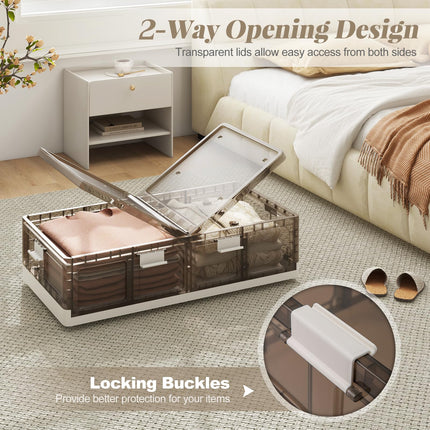 Dreamade 26.5Gal Under Bed Storage Containers, 2/4 Pack Stackable Rolling Plastic Storage Boxes with Wheels & Lids