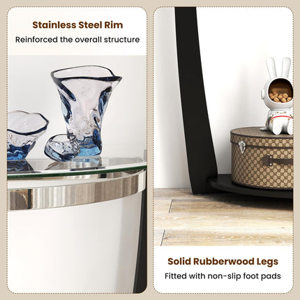 Dreamade 2-Tier Glass Console Table Half Moon Modern Entryway Table