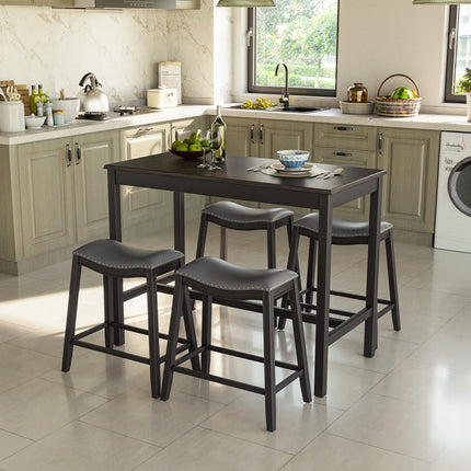 Dreamade Dining Table Set for 4, Kitchen Counter Height Table w/ 4 Stools (Black)