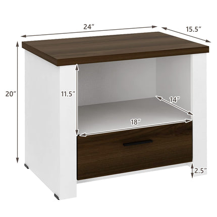 Dreamade Nightstand, End Table with Glide Sliding Drawer & Open Cabinet, Modern Sofa Side Table for Living Room