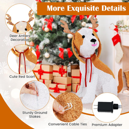 Dreamade Lighted Christmas Dog, Indoor Outdoor Puppy Decoration w/LED Lights