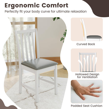 Dreamade Wooden Dining Chairs Set of 2/4 Faux Leather Upholstered Kitchen Chair w/Rubber Wood Legs