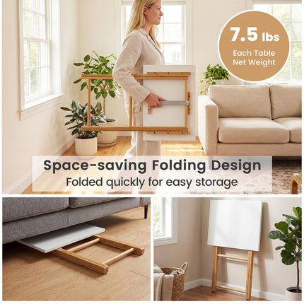 Dreamade Folding TV Tray Tables Set of 2 for Small Spaces Bedroom and Living Room