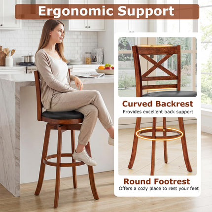 Dreamade 30.5 Inch Bar Height Chairs Stools Set of 2/4 with PU Faux Leather Upholstered Seat