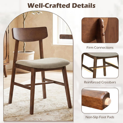 Dreamade Solid Rubber Wood Dining Room Chairs with Curved Backrest