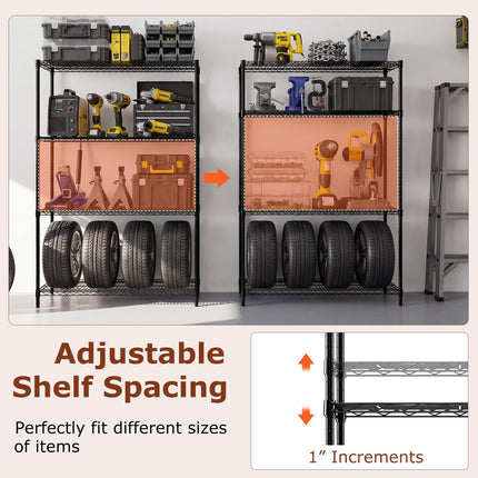 Dreamade 4-Tier Metal Storage Shelving Unit with V-Shaped Wire Rack