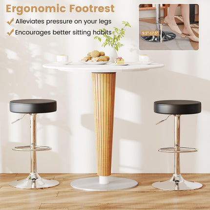 Dreamade Adjustable Height PU Leather Bar Chair with Swivel Padded Seat