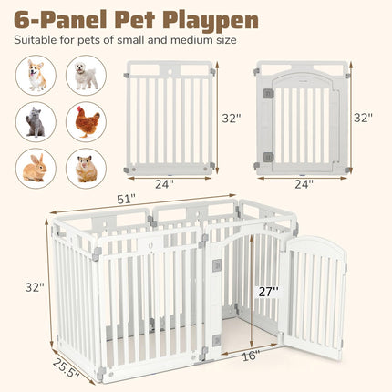 Dreamade 6/12 Panel Dog Playpen 32'' Tall Plastic Pet Fence with Lockable Door