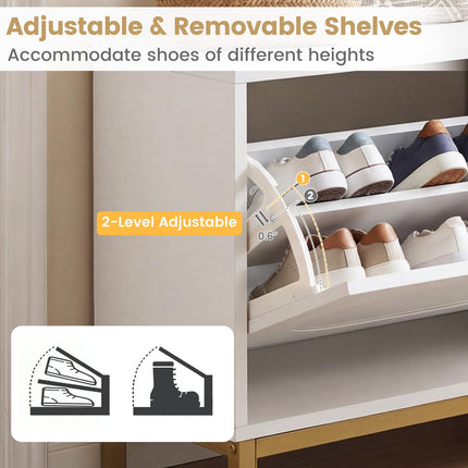 Dreamade Shoe Storage Bench with 2 Flip Drawers