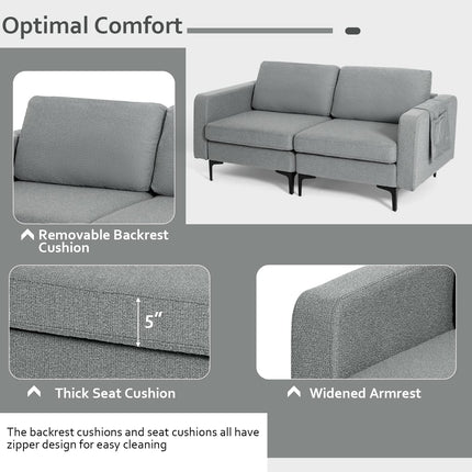 Dreamade 2-Seat Sofa Couch, 66" L Modern Loveseat