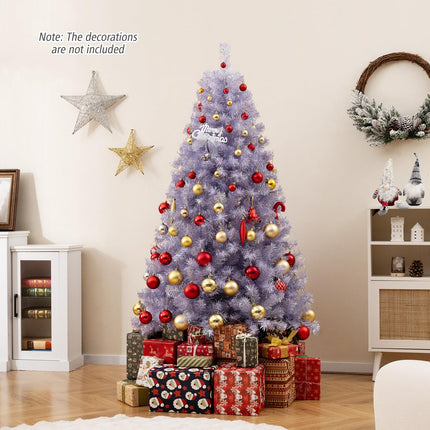 Dreamade 6FT / 7.5FT Pre-Lit Tinsel Christmas Tree with Warm White LED Lights