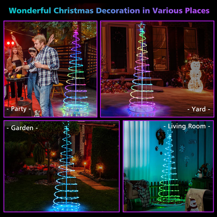 Dreamade 6 FT Spiral Christmas Tree, Outdoor Led Christmas Tree with 135 LED Lights - DreamadeUS
