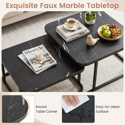 Dreamade Nesting Coffee Table Set of 2 with Metal Frame