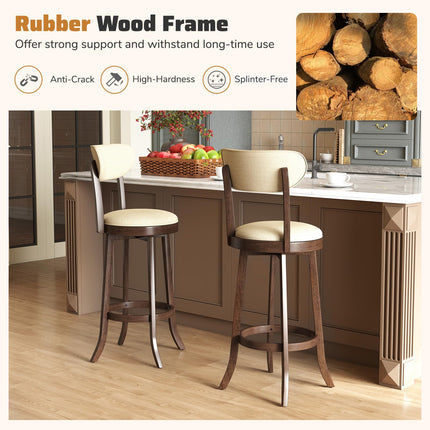 Dreamade 30.5" Swivel Bar Stools Set for Kitchen Island Dining Room Pub