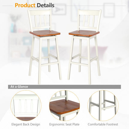 30.5 Inch Rubber Wood Bar Chairs - Dreamade