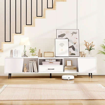 Dreamade 79" White TV Stand with Power Outlets