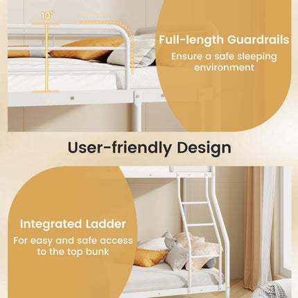 Dreamade Metal Bunk Beds Twin Over Full Size, Heavy Duty Bunk Bed for Teens Adults with Ladder & Guardrails
