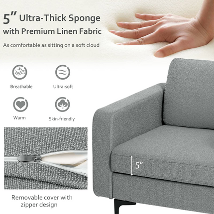 Dreamade Modern Accent Chair w/Comfy Thick Cushion, Magazine Pockets