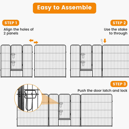 Dreamade Dog Playpen Outdoor 32" H - 8/16 Panels Metal Pet Fence for Medium Dogs, Heavy Duty Dog Pen Exercise Fence with Door