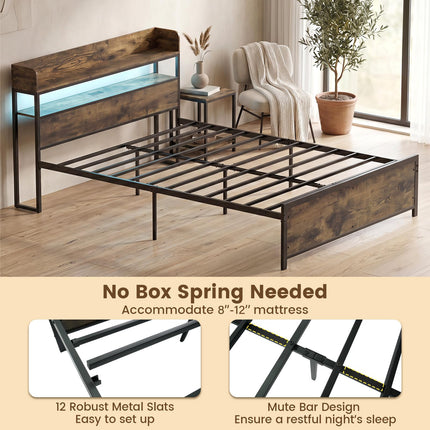 Dreamade Queen Size Bed Frame with Storage Headboard