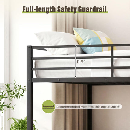 Dreamade Heavy-Duty Metal Bunk Bed Full Over Full with Ladder & Full Length Safety Guardrail