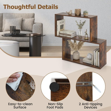 Dreamade Geometric Bookcase Side Table with Open Storage