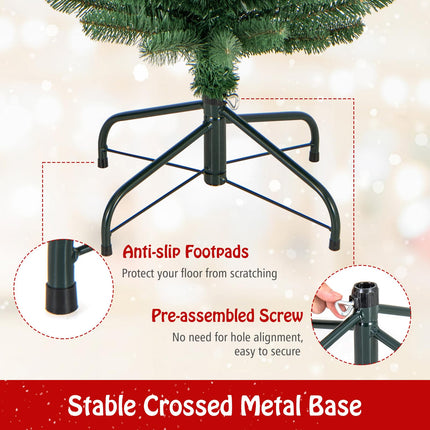 Dreamade 5ft / 6ft / 7ft / 8ft Artificial Skinny Xmas Tree with Quick Shape Technology