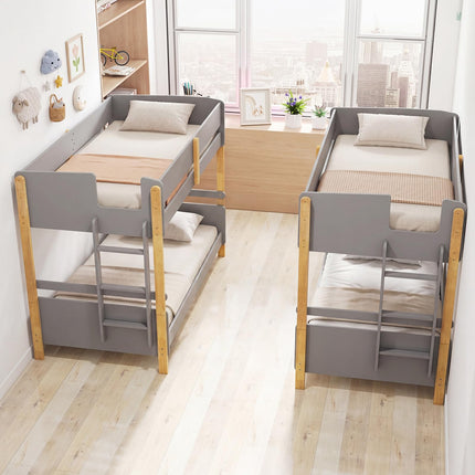 Dreamade Twin Over Twin Bunk Bed with Ladder for Kids Teens Bedroom