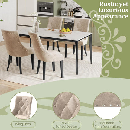Dreamade Upholstered Dining Chairs Set of 2/4, Tufted Wingback Kitchen Chairs w/Solid Wood Legs, Padded Seat