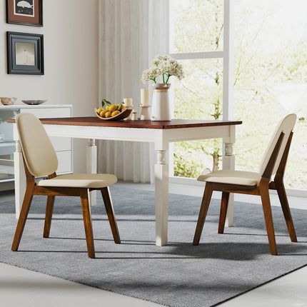 Dreamade Wooden Dining Chair Set of 2/4 Mid-Century Modern Upholstered Side Armless Chair