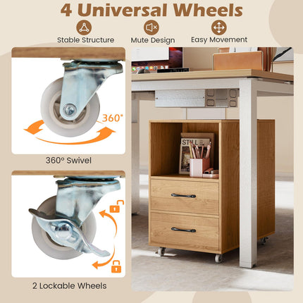 Dreamade End Table with Charging Station - Night Stand on Wheels