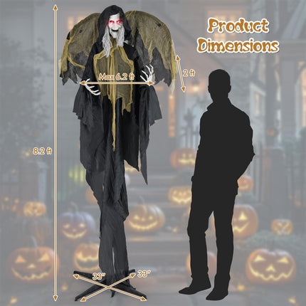 Dreamade 8.2 FT Halloween Standing Witch, Poseable Halloween Animatronic Prop with Light up Eyes
