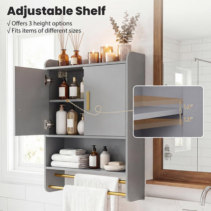 Dreamade Bathroom Wall Mounted Medicine Cabinet w/Towel Bars & Toilet Paper Holder