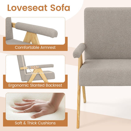 Dreamade Loveseat Sofa with Armrests and Wooden Legs