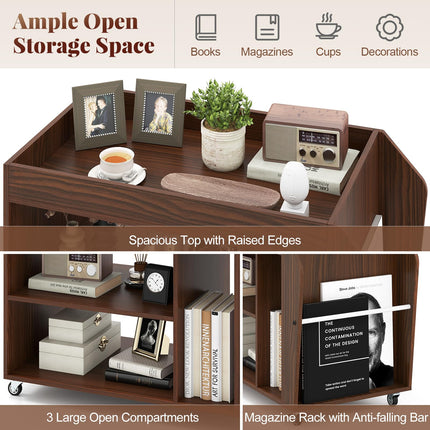 Dreamade Rolling End Table with Storage