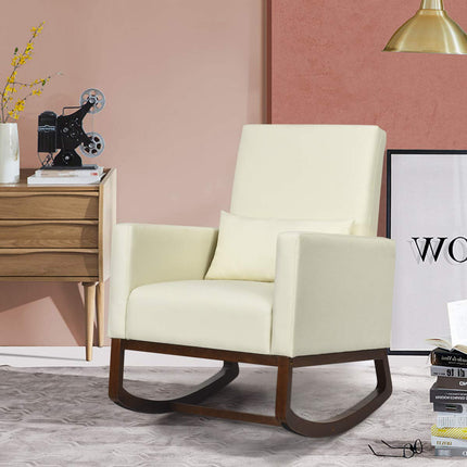 Dreamade Upholstered Rocking Chair, Modern High Back Armchair