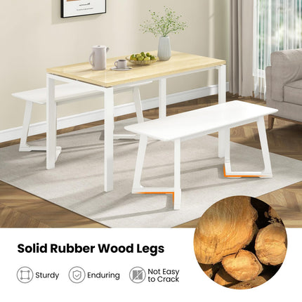 Dreamade Set of 1/2 Entryway Bench, 42” Long Dining Bench with Rubber Wood Triangular Legs